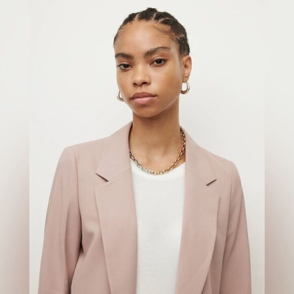 All Saints Aleida Rose Cream Tan Blazer Jacket Nude Oversized Size 2 - Picture 3 of 11